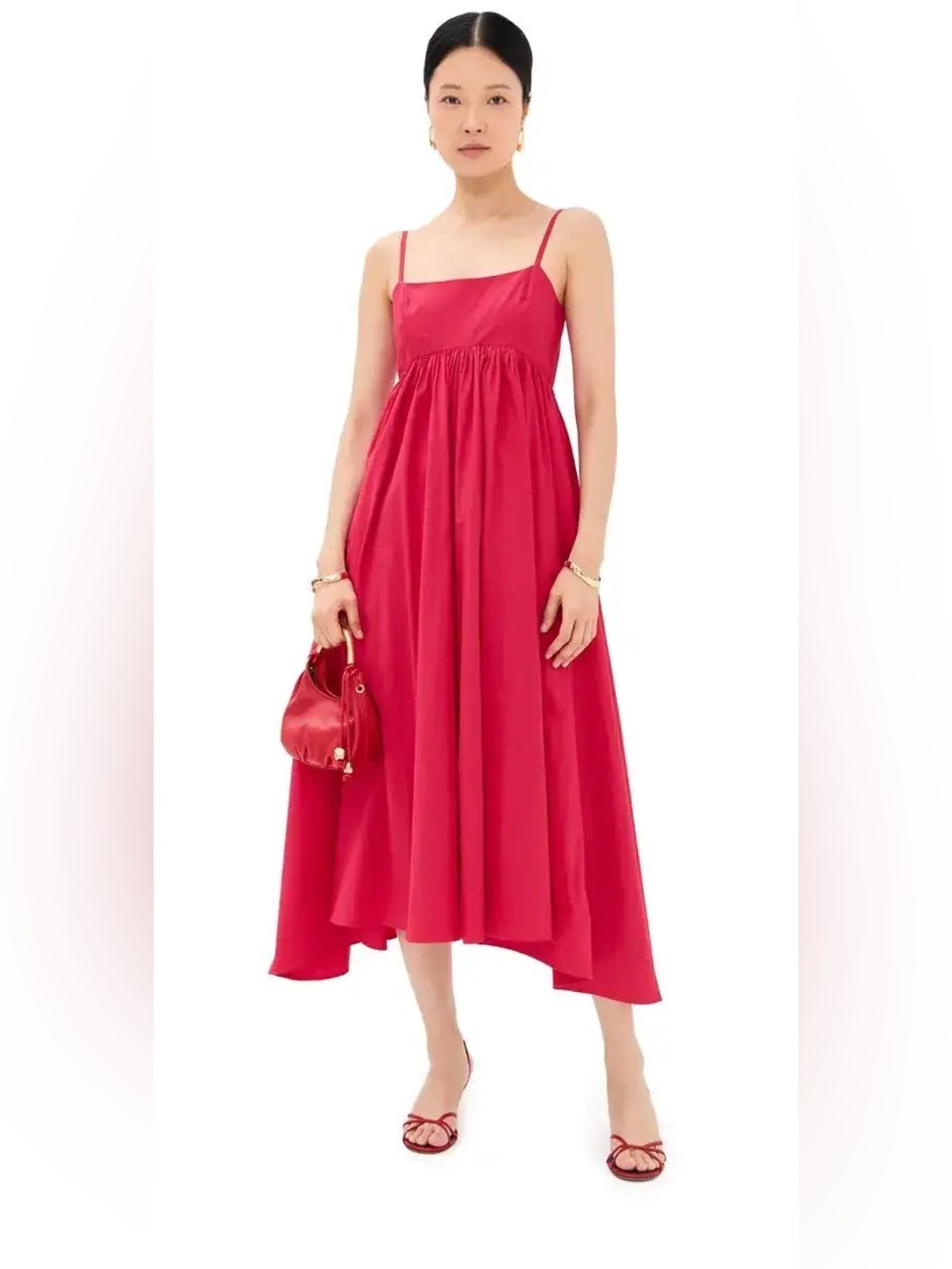 NWT- Azeeza ‘Rachel Poplin Midi Dress’  XS Poppy